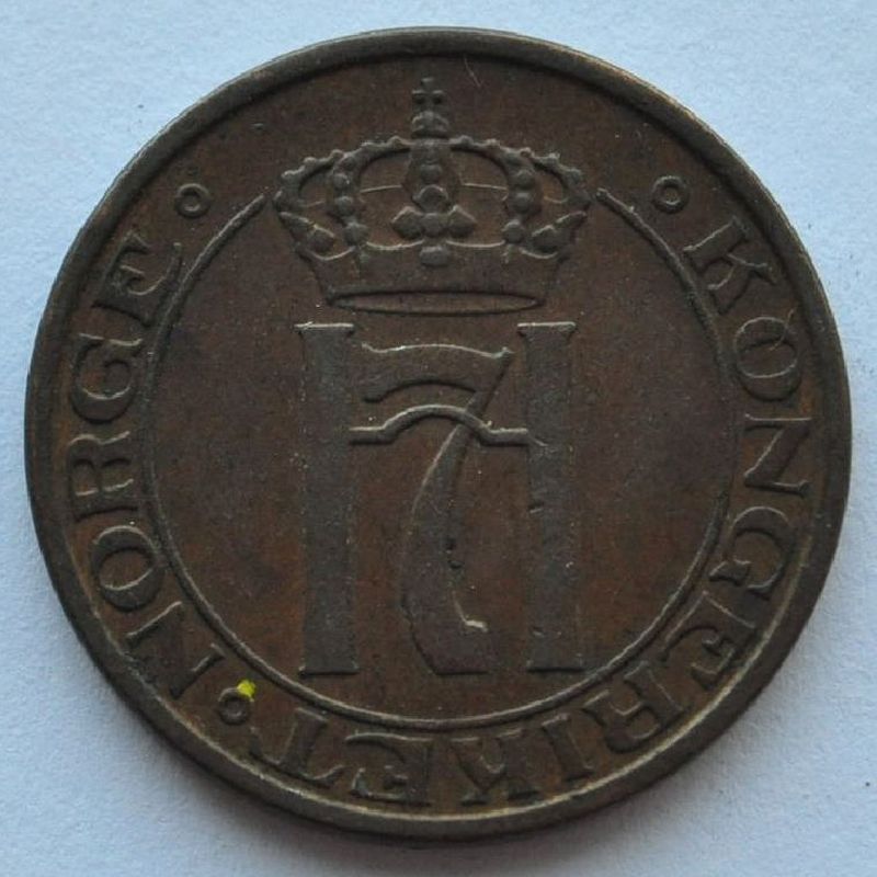 1939 Norway 2 Ore Coin aUNC, 100% Authentic.